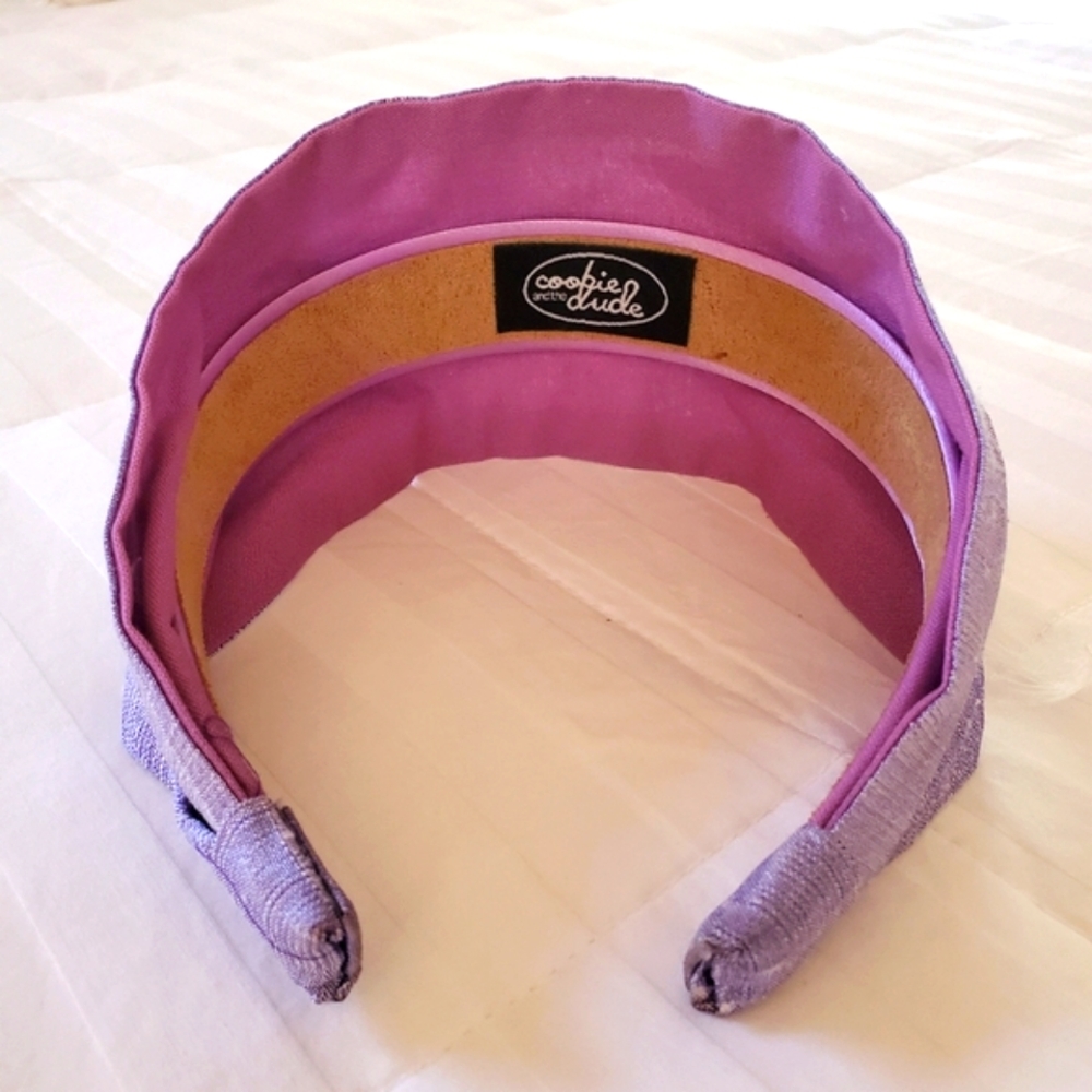 Headband LAVENDER purple color Silk Dupioni - wide. - Picture 7 of 17